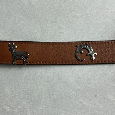 Southwestern Brown Leather Silvertone Buckle Concho Belt 28 
