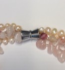 4 strand Rose Quarts, Pearls & Agates beads Necklace 18" w/  magnetic clasp #131 — photo 5