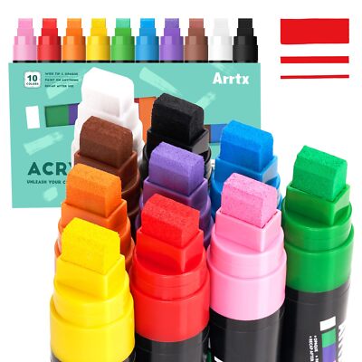 10 Jumbo Graffiti Acrylic Marker Set 15 mm Jumbo Felt Tip Graphite Pens Acryl...