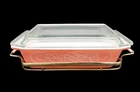 Vintage Pyrex PINK SCROLL 2 Qt 575-B Space Saver Casserole Dish w Lid and Cradle