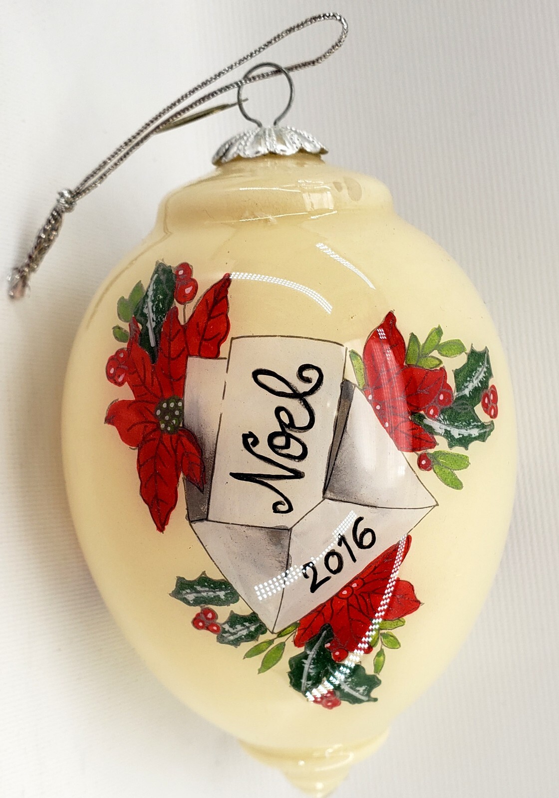 Li Bien Santa And Gifts 3" Poinsettia Noel Christmas Ornament 2016 Pier 1