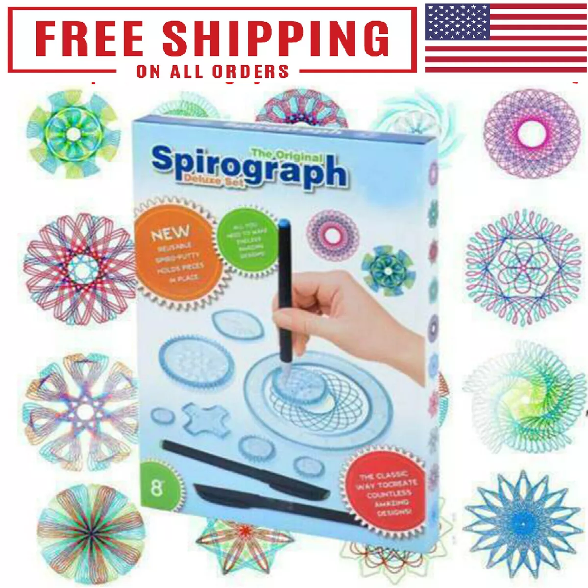 The Original Spirograph Deluxe Set with Bonus Card Making Kit