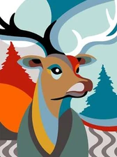 Seg De Paris Needlepoint canvas for halfstitch without yarn Deer Art SE926.36...