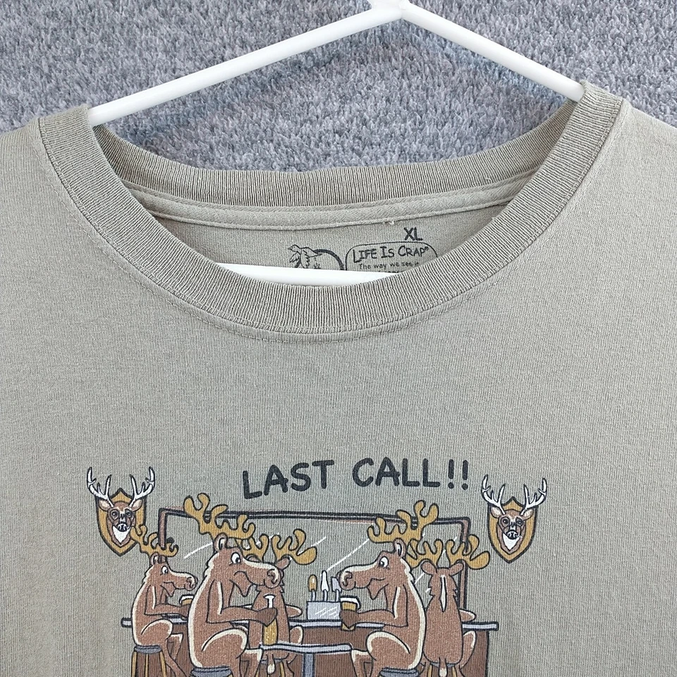 Life is Crap Last Call!! Shirt Mens XL Deer Bar Graphic T - Image 3 of 4