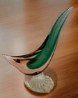 Scultura uccellino in vetro MCM MURANO verde pesca Luciano Gaspari Salviati 