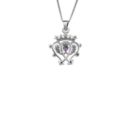 Scottish Luckenbooth 925 Sterling Silber Anhänger Halskette mit Amethyst Stein