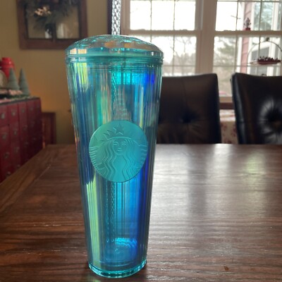 Starbucks Summer 2021 Blue Iridescent Dome Top Cold Cup Tumbler Venti 24oz