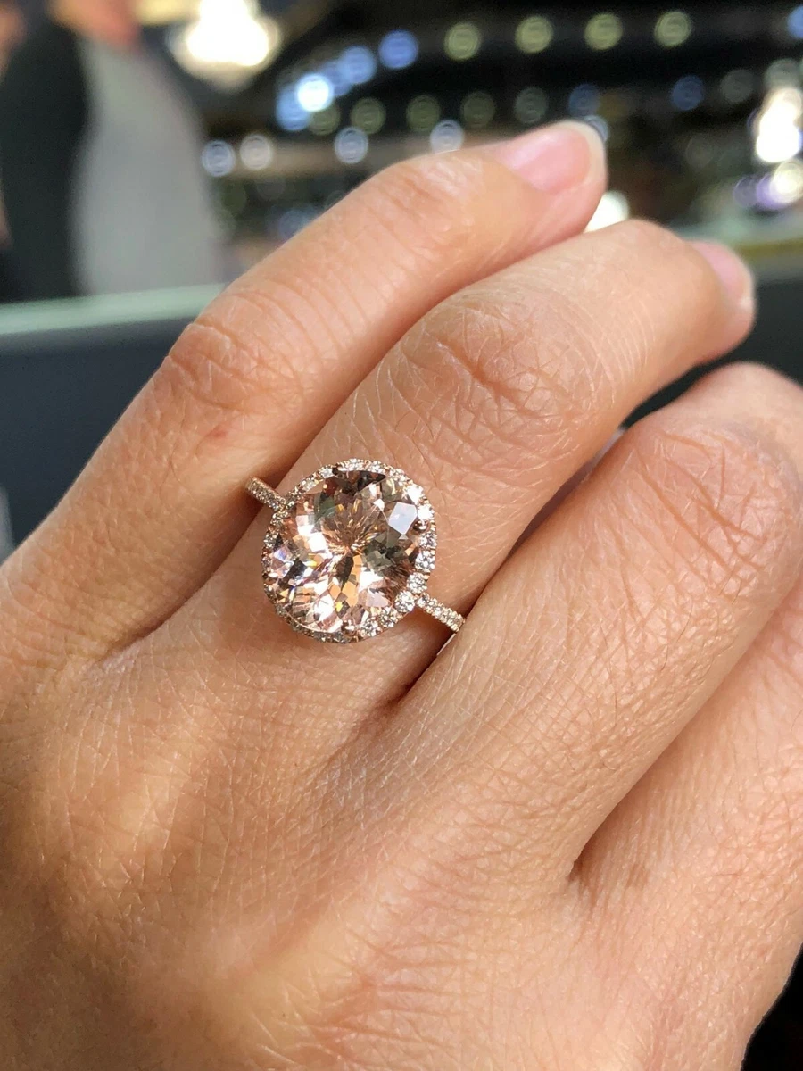 2ct Simulated Morganite Ring Rose Gold Plated Simulated Diamond