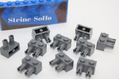 Lego (c) 10x Stein 1x2 mit 2x Pin - dunkelgrau - 30526 - brick with pin - 