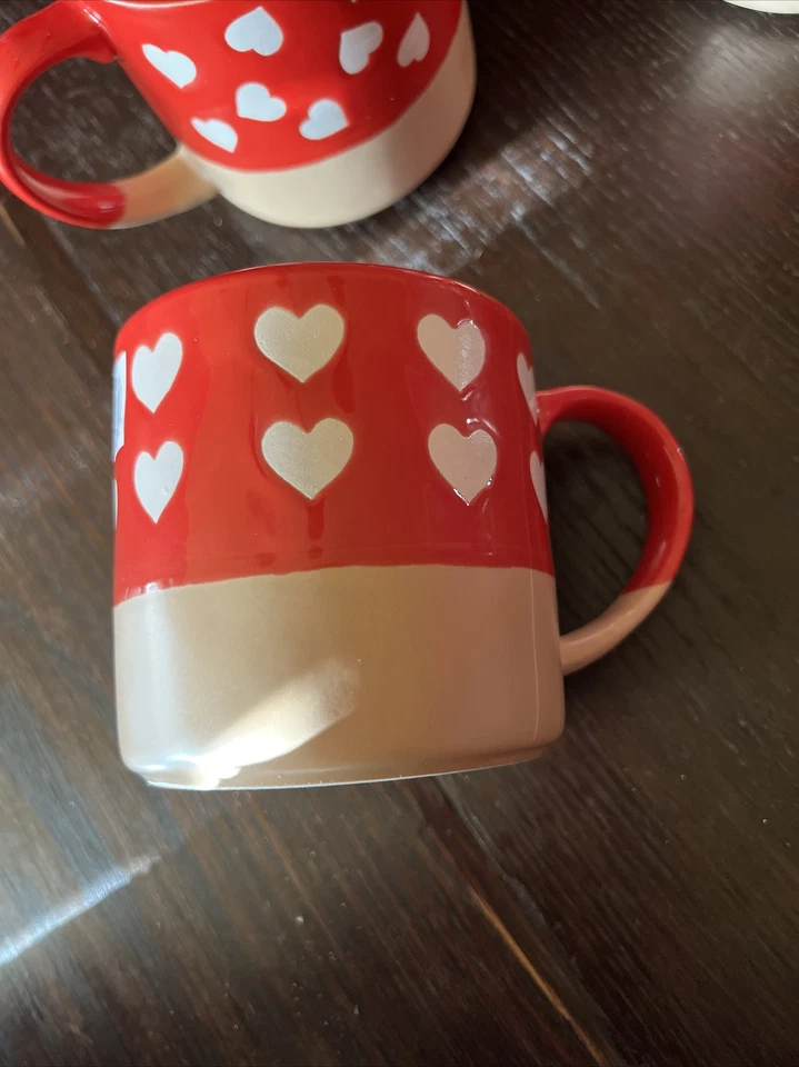 Spectrum Designz Coffee Mugs Hearts Set of 4 New with Tags Red White 18oz Love - Image 3 of 4