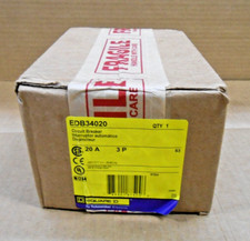 NEW SQUARE D EDB34020 CIRCUIT BREAKER 20 AMP 3 POLE 480Y/277V SEALED 2 AVAIL 