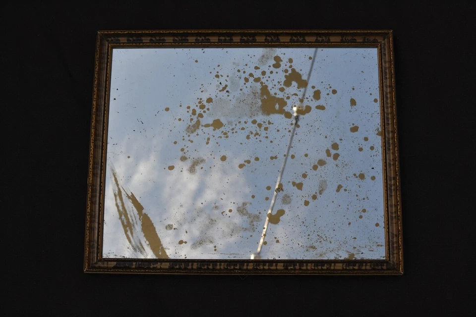 6 espejos antiguos hechos a mano - marcos marrón, dorado, verde y negro Foto 2 de 4