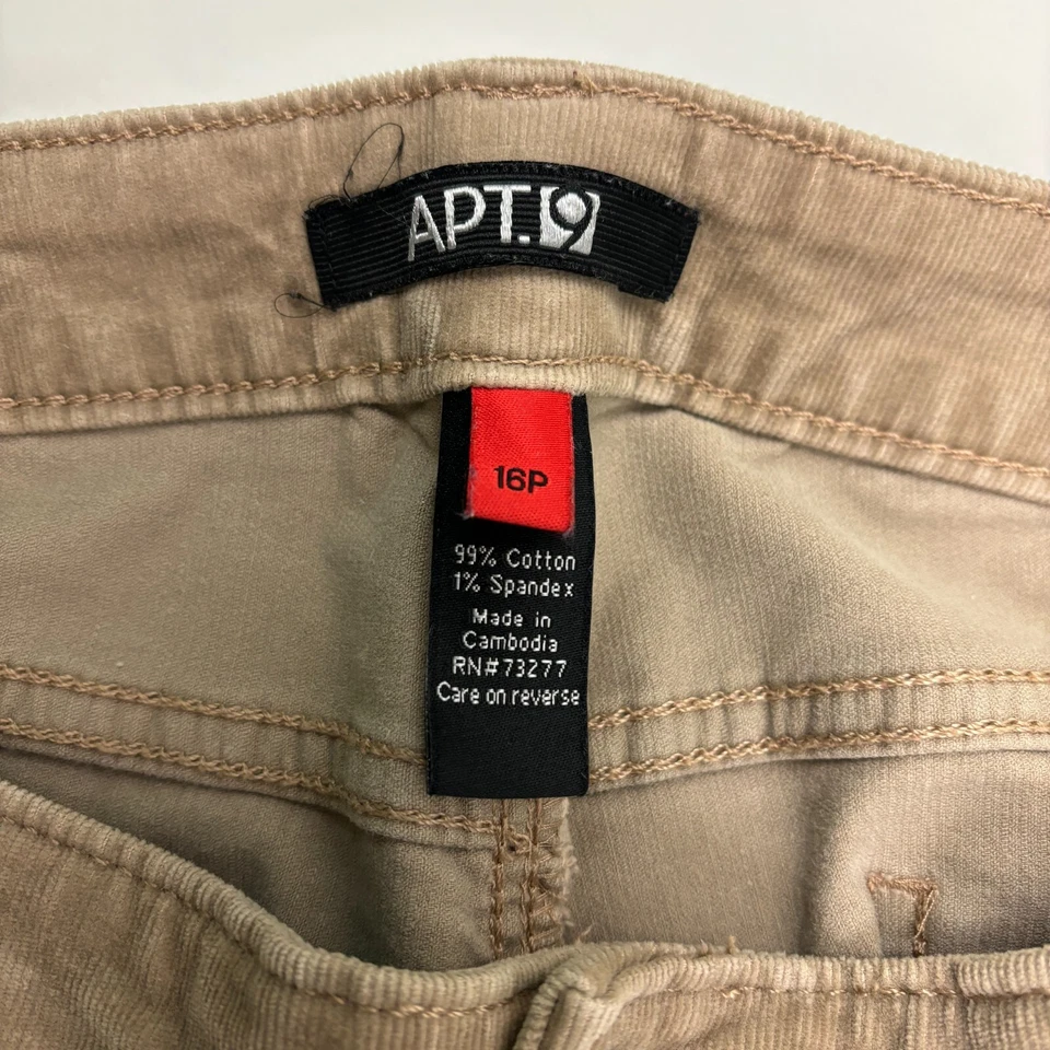 Apt. Pantalones de pana 9 corte moderno Bootcut para mujer talla 16P beige tostado Foto 2 de 3