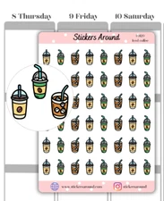 Iced Coffee Planner Sticker, Cold Drink Sticker for Calendar, Journal, Scrapbook