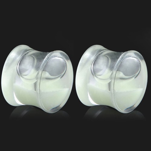 4pcs Glow In Dark Flesh Tunnel Liquid Acrylic Silicone Ear Plug Flared Stretcher - Picture 4 of 12