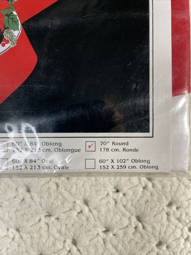 Vtg Christmas Tablecloth Christmas Candleglow Sunweave Linen Co. 70" Round NOS - Picture 4 of 8