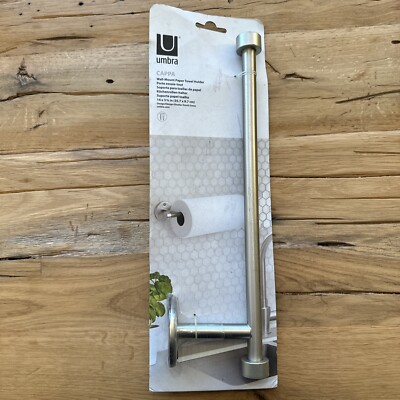 Umbra Cappa Wall Mount Paper Towel Holder Dispenser Metal Brushed Silver NEW
