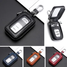 Leather Car Remote Key Fob Chain Zipper Wallet Holder Bags Case Cover Universal