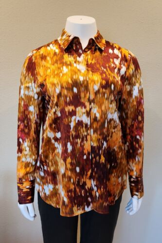 Lafayette 148 100% Silk Vibrant Colors - Long Sleeve Button-up Blouse NWT