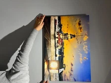 Moon Lake Landscape Canvas Wall Art Picture Black and White Print also in Colour