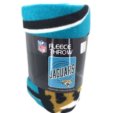 NFL Northwest Jacksonville Jaguars Blue Black Tan Fleece Throw 50" X 60" New