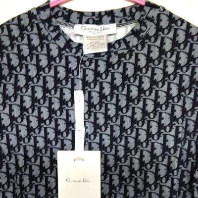 MY1863▲ChristianDior▲トロッター柄　総柄 長袖T イタリア製 Christian Dior GallianoTrotterPattern T-Shirt Size 44 long Sleeve