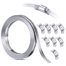 304 Stainless Steel Hose Clamp Assortment Kit DIY Cut-To-Fit 12 FT Metal