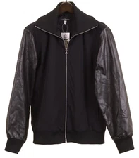 John Richmond Made in ITALY Solid Black Leather Sleeve Women’s Bomer Jacket 16