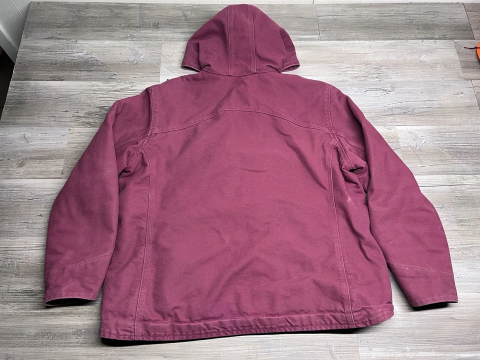 Carhartt Womens Sierra Sherpa Lined Maroon Raspberry Red Hooded Jacket XL 16/18 - Image 2 of 4