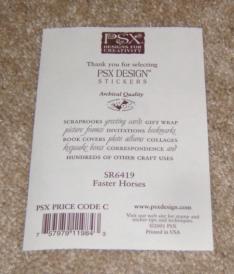 Hoja de pegatinas PSX Designs ~ caballos más rápidos... muy bien estado (2003) Foto 2 de 2