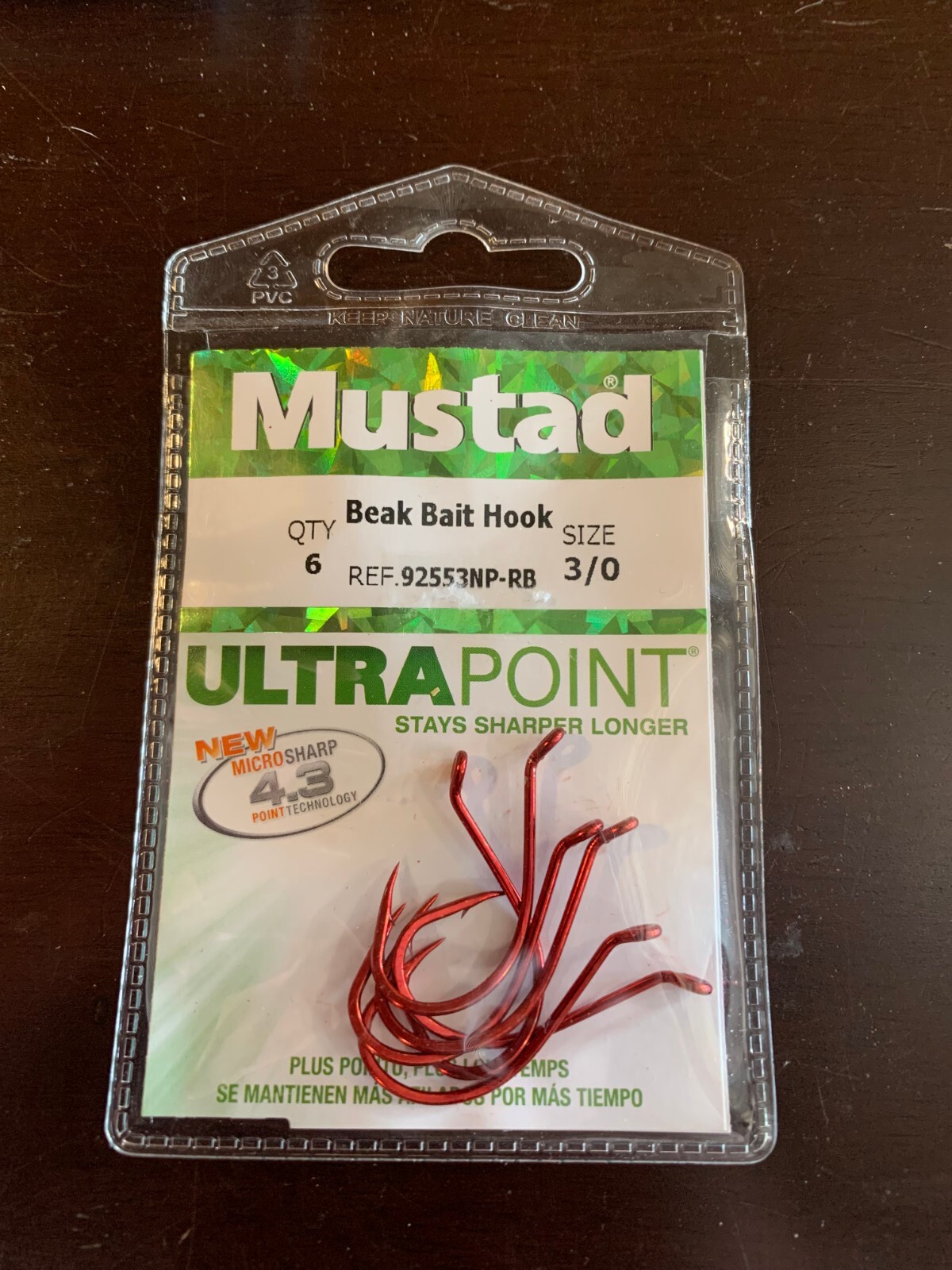 Mustad - Octopus Beak HK Red Sz3/0 6pk - 92567R3/0UV6