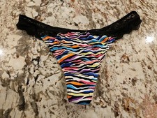 True Vintage Victoria's Secret PINK Lace Back Thong Panty Large