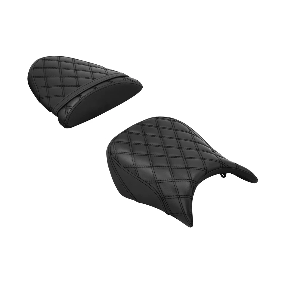 Asientos de conductor y pasajero negros aptos para Kawasaki Ninja ZX6R ZX6RR 2005-2006 Foto 2 de 4