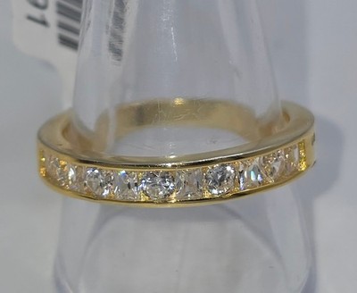 B2749791 Simulated Diamond Half Eternity Band Ring 14K Gold Overlay Silver SizeV
