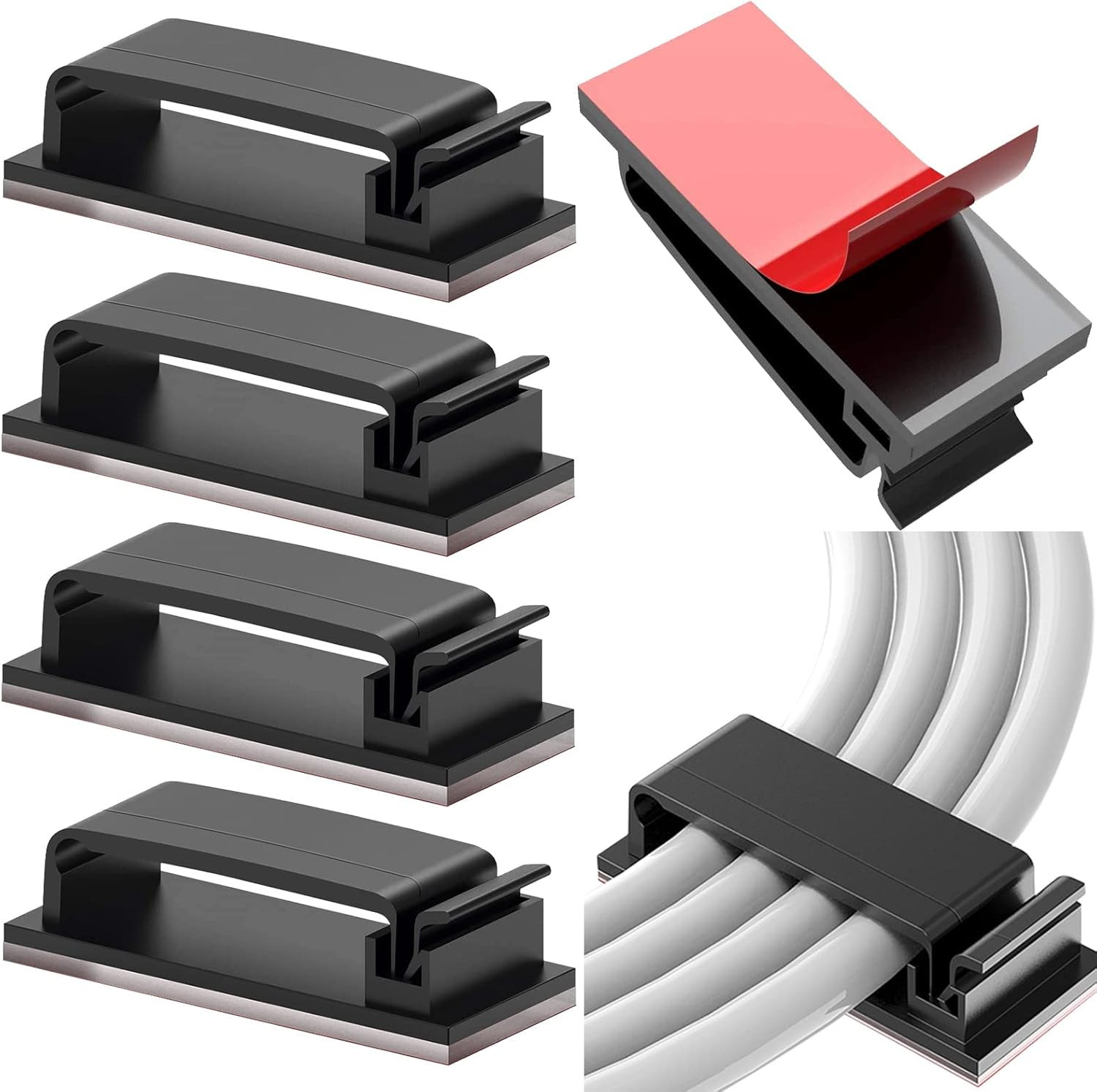 10 Pcs Cable Holder Clips,Self Adhesive Cable Management Clips, Cable Organisers