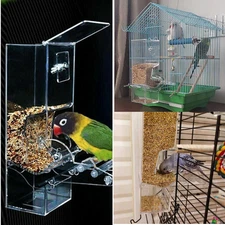 Hanging Transparent Container Cage Feeder Automatic Parrot Feeder  Accessories