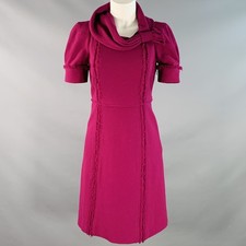 MARC by MARC JACOBS Size 2 Purple Wool Short Sleeve Raw Edge Dress