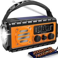 QAUYYW 74000mWh Emergency Radio with NOAA Weather, Portable 20000mAh Orange