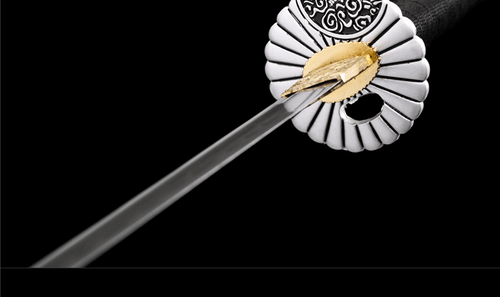 Handmade Japanese Katana T10 Steel Clay Tempered Blade with Black Lacquered Saya - Picture 11 of 15