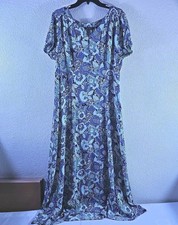 Vintage Women’s Dress XL Tall Eddie Bauer Floral Maxi Length Rayon Short Sleeve 
