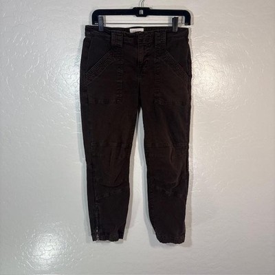 FRAME Pants Womens 25 Brown Washed Mahogany Twill Jogger Ankle Zip Cuffed