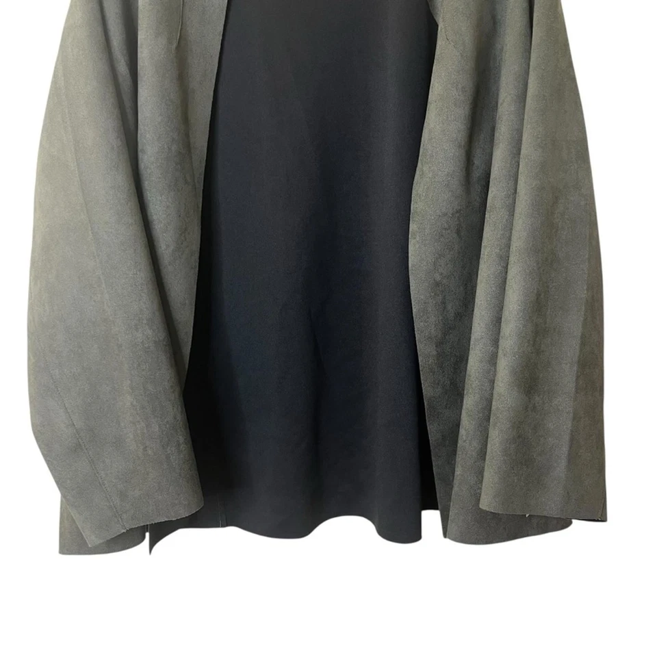 Blazer Abrigo Tahari Carbón Frente Abierto Imitación Cuero Talla 3X Foto 3 de 4