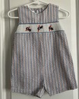 PETIT POMME-9M-Baby Boy Romper-Smock/Embroider Airplanes-Seersucker Stripe — photo 4