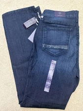 NYDJ Straight Embellished Jeans 12 Stretch Lift Tuck MidRise Stretch NWT $120