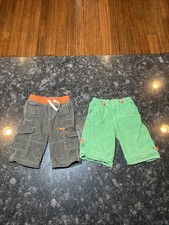 Mini Boden Boys Cargo Khaki Shorts Size 4Y Lot Of 2 Green Brown