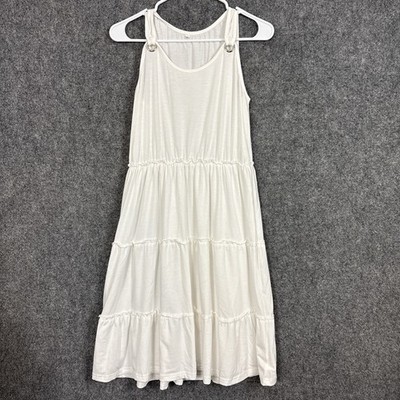ETCYY SunDress Womens Size M White Jersey Tiered Vacation Cruise