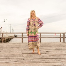 Boho Luxe Patchwork Floral Maxi Dress Multicolor Long Dress