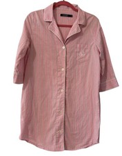 Lauren Ralph Lauren Sleep Shirt Women  s Large Nightgown Button Up Pink Stripe