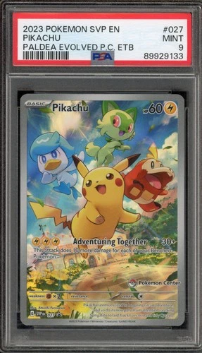 Pokemon Center Stamp Promo Pikachu Paldea Evolved SVP EN 027 PSA 9 Mint