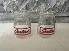 2 VTG SEALTEST DAIRY SINGLE SERVE GLASS CREAMER JAR BOTTLES